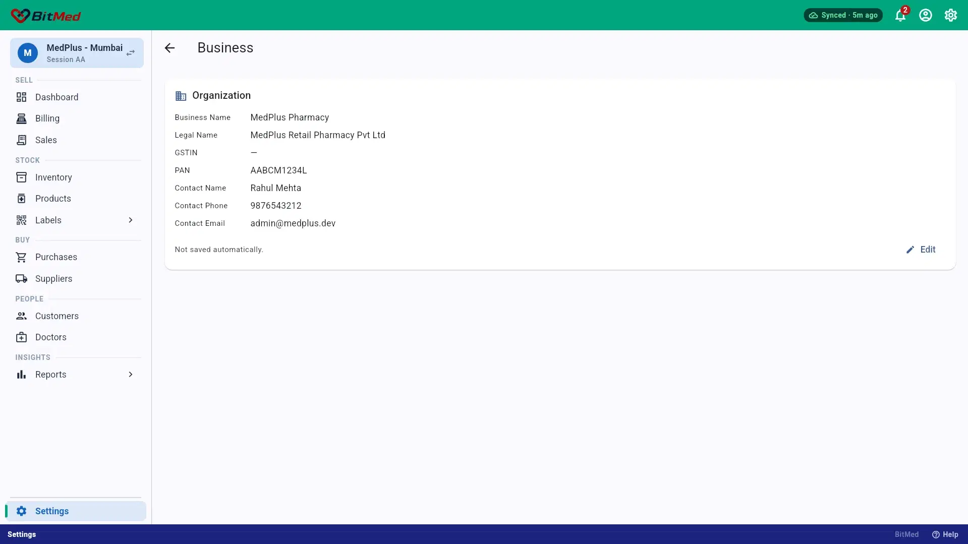 Business Details Form
